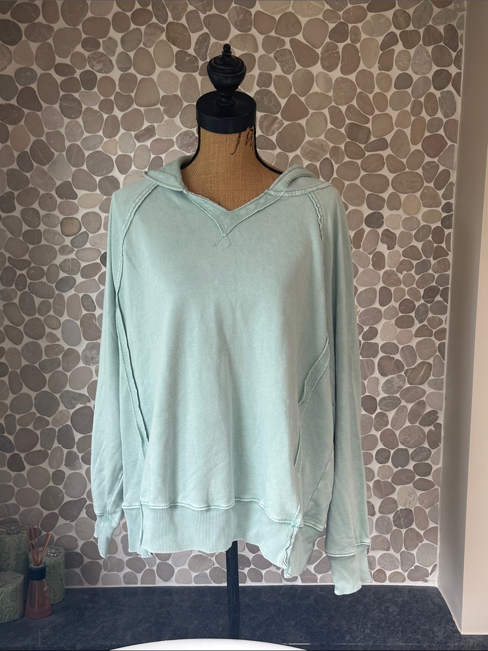 American Eagle Outfitters Light Mint Hooded Sweatshirt